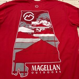 Magellan Outdoors Alabama Long Sleeve Performance Fish Gear Shirt- Red- Small